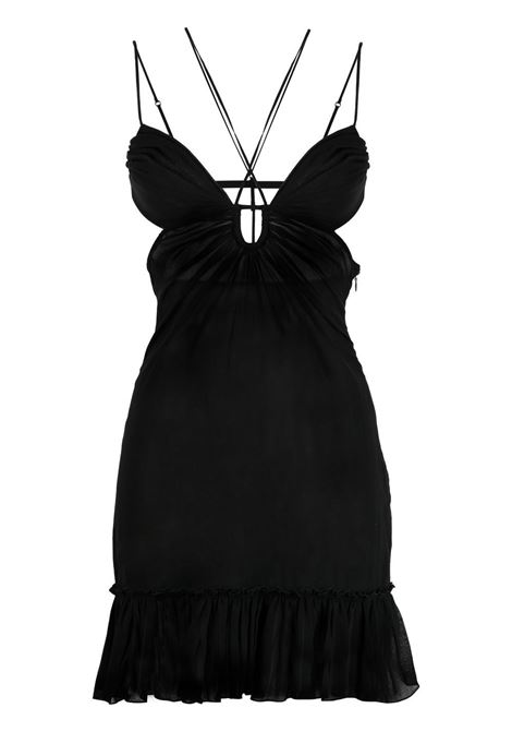 Abito corto con dettaglio cut-out in nero - donna